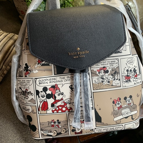 Authentic KATE SPADE SAFFIANO Leather flap Disney Mickey mousse backpack - Picture 7 of 14